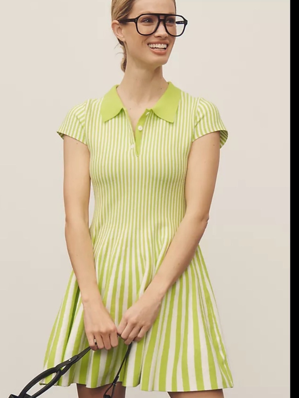 Anthropologie short-sleeve polo fit & flare sweater mini dress